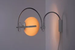 Pamono Chrome Arc Adjustable Wall Lamp from Guzzini, 1970s><noscript><img width=