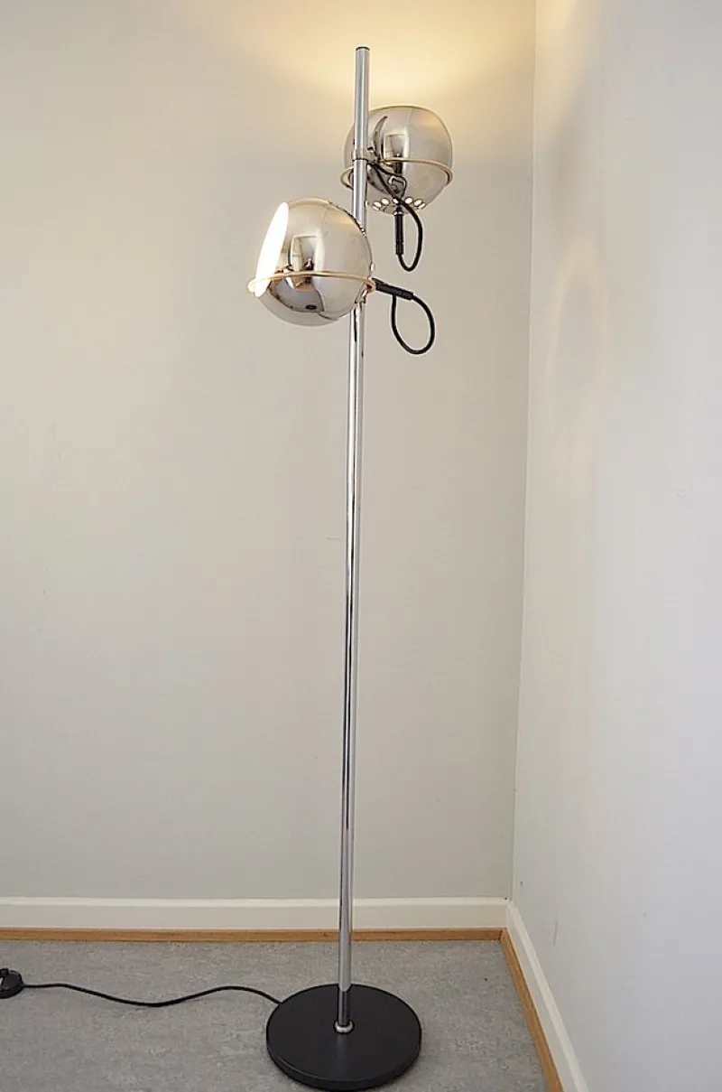 Pamono Chrome Ball Floor Lamp, 1970s> Floor Lamps