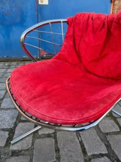 Pamono Chrome Cantilever Chair with Velvet Cushion Cover by Gastone Rinaldi><noscript><img width=