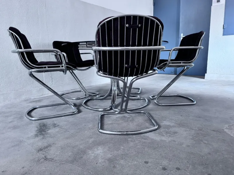 Discount Pamono Chrome Dining Table and Chairs attributed to Gastone Rinaldi for Rima, 1970s, Set of 6