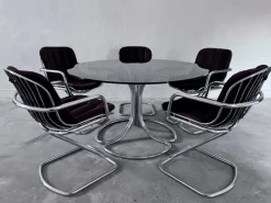 Discount Pamono Chrome Dining Table and Chairs attributed to Gastone Rinaldi for Rima, 1970s, Set of 6