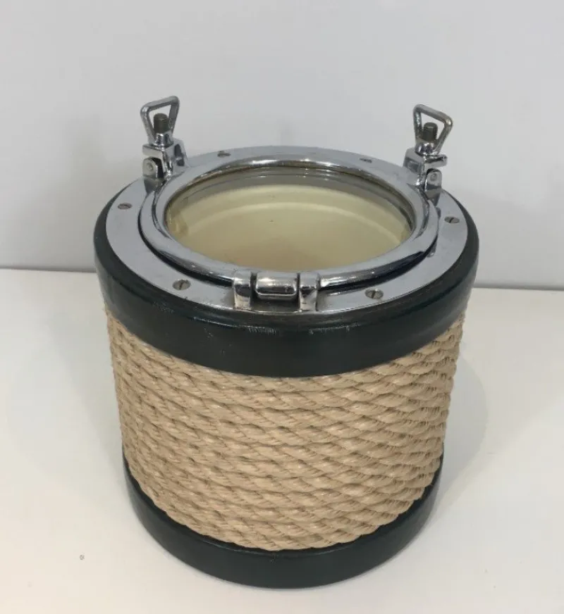 Pamono Chrome, Leather & Rope Ice Bucket, 1940s> Ice Buckets & Wine Coolers