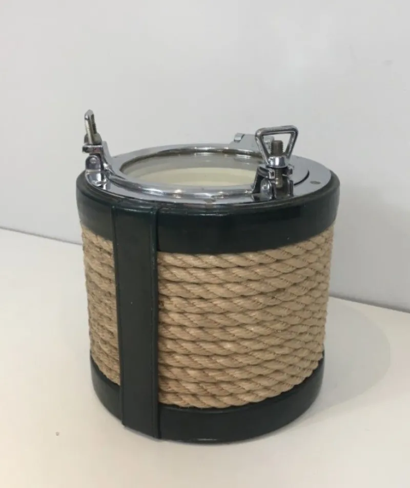 Pamono Chrome, Leather & Rope Ice Bucket, 1940s> Ice Buckets & Wine Coolers