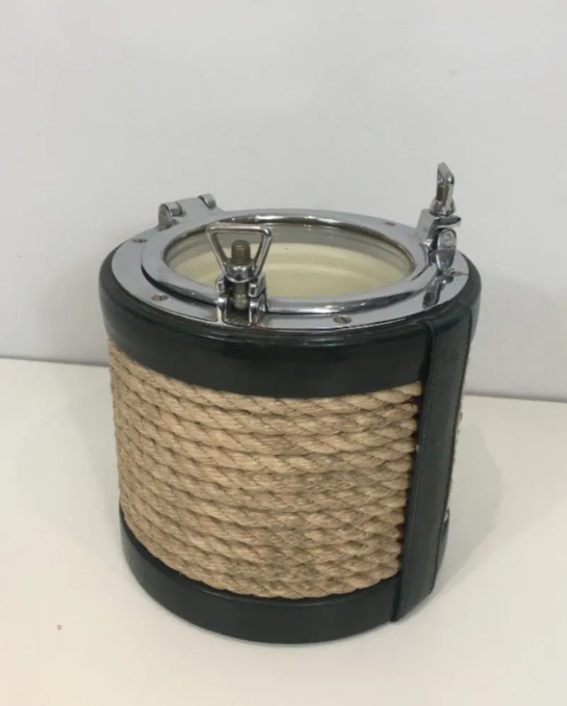 Pamono Chrome, Leather & Rope Ice Bucket, 1940s> Ice Buckets & Wine Coolers