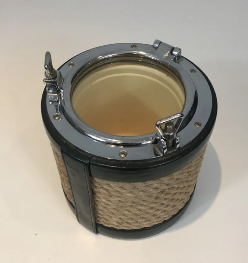 Pamono Chrome, Leather & Rope Ice Bucket, 1940s> Ice Buckets & Wine Coolers