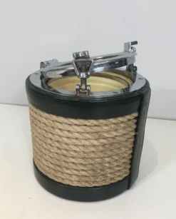 Pamono Chrome, Leather & Rope Ice Bucket, 1940s><noscript><img width=