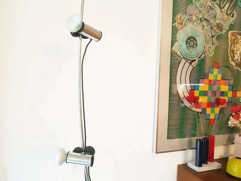 Pamono Chrome Plated Metal Molla Floor to Ceiling Lamp from Lumenform, 1970s> Floor Lamps