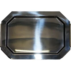 New Pamono Chrome Serving Tray with Gold Gilt Handles from Van Cleef & Arpels Paris