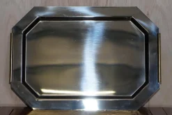 New Pamono Chrome Serving Tray with Gold Gilt Handles from Van Cleef & Arpels Paris