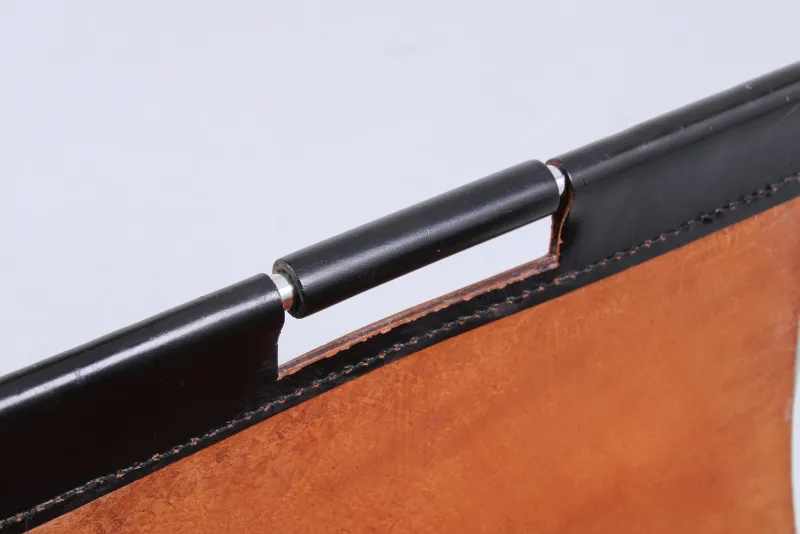 Pamono Chrome Steel and Black Leather Magazine Rack from Brabantia, 1960s> Magazine Racks
