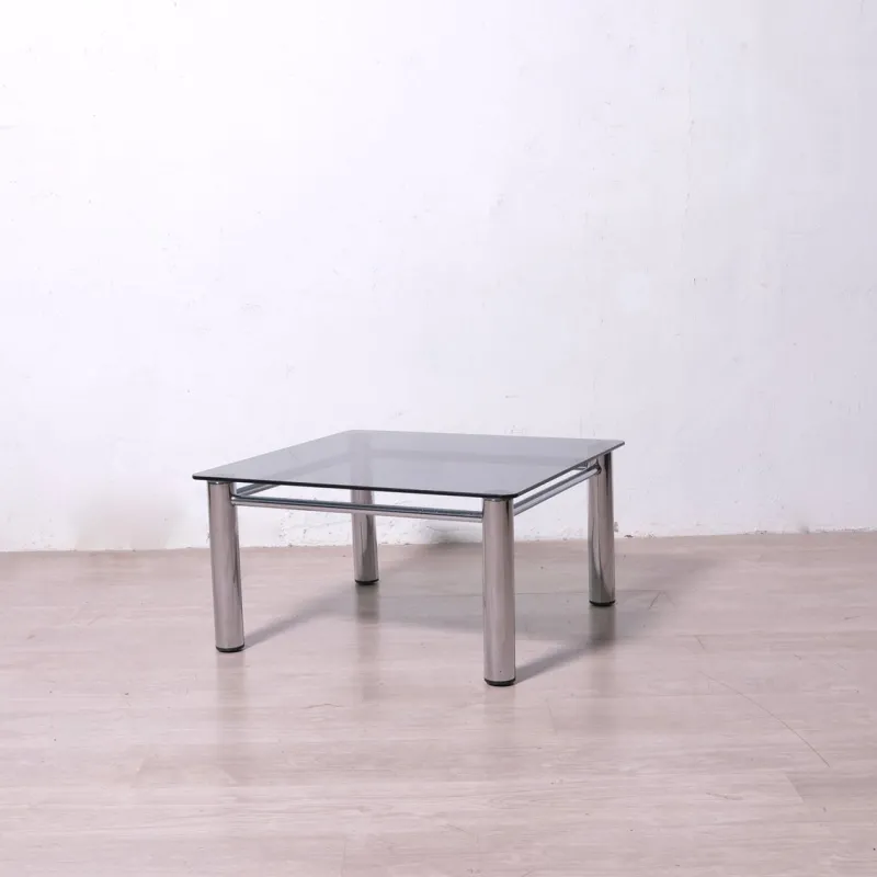Clearance Pamono Chromed Metal and Smoked Glass Coffee Table, 1970s