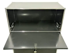 Discount Pamono Chrome-Plated and Black Metal Wall Cabinet by Fritz Haller for USM Haller, 1980s