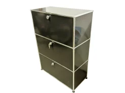 Discount Pamono Chrome-Plated and Black Metal Wall Cabinet by Fritz Haller for USM Haller, 1980s