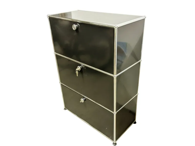 Discount Pamono Chrome-Plated and Black Metal Wall Cabinet by Fritz Haller for USM Haller, 1980s