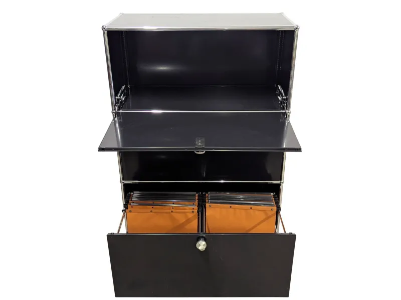 Discount Pamono Chrome-Plated and Black Metal Wall Cabinet by Fritz Haller for USM Haller, 1980s