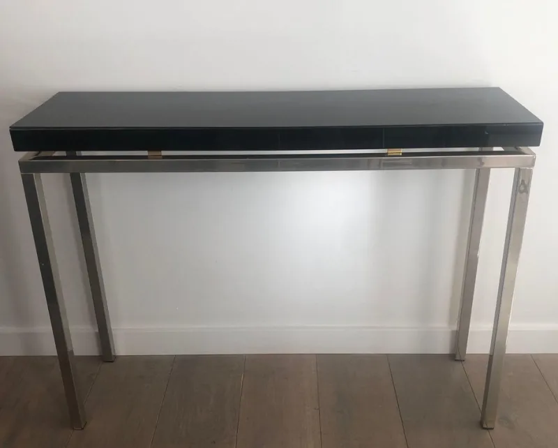 Online Pamono Chrome-Plated Console with Black Lacquered Top