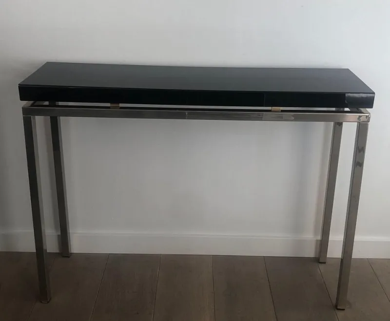 Online Pamono Chrome-Plated Console with Black Lacquered Top
