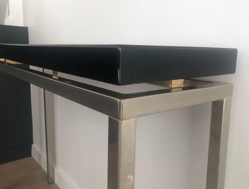 Online Pamono Chrome-Plated Console with Black Lacquered Top