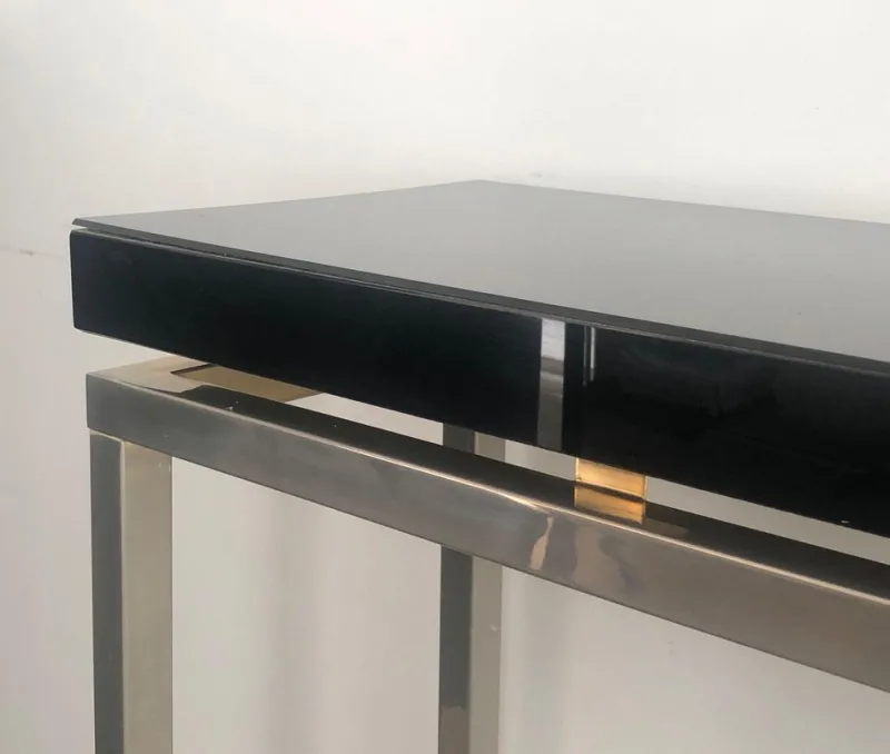 Online Pamono Chrome-Plated Console with Black Lacquered Top