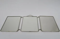 Pamono Chrome-Plated Triptych 3-Part Mirror, France, 1940s><noscript><img width=