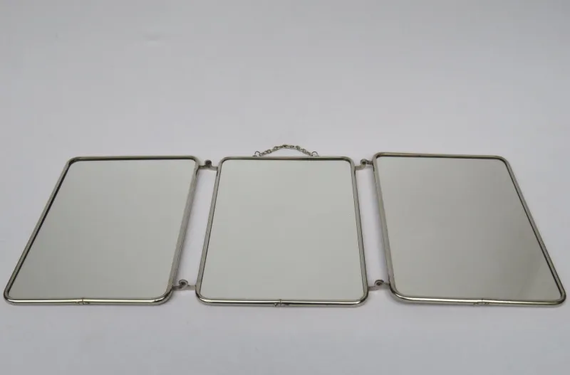 Pamono Chrome-Plated Triptych 3-Part Mirror, France, 1940s> Mirrors