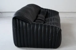 Discount Pamono Cinna Black Leather 3-Seater Sofa attributed to Annie Hieronimus for Ligne Roset, 1973