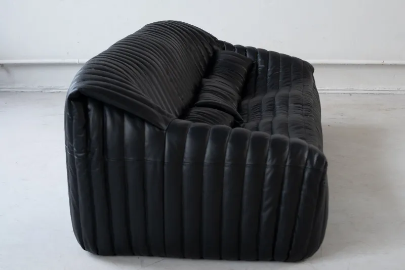 Discount Pamono Cinna Black Leather 3-Seater Sofa attributed to Annie Hieronimus for Ligne Roset, 1973