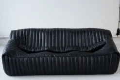 Discount Pamono Cinna Black Leather 3-Seater Sofa attributed to Annie Hieronimus for Ligne Roset, 1973