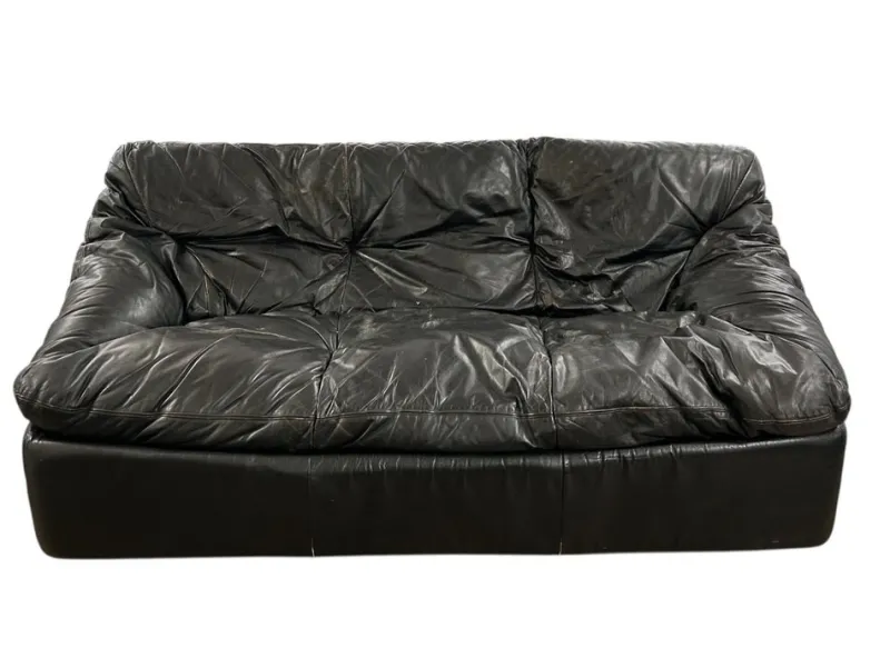 Pamono Cinna Black Leather Sofa, 1970> Couches & Sofas