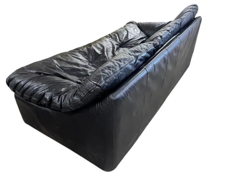 Pamono Cinna Black Leather Sofa, 1970> Couches & Sofas