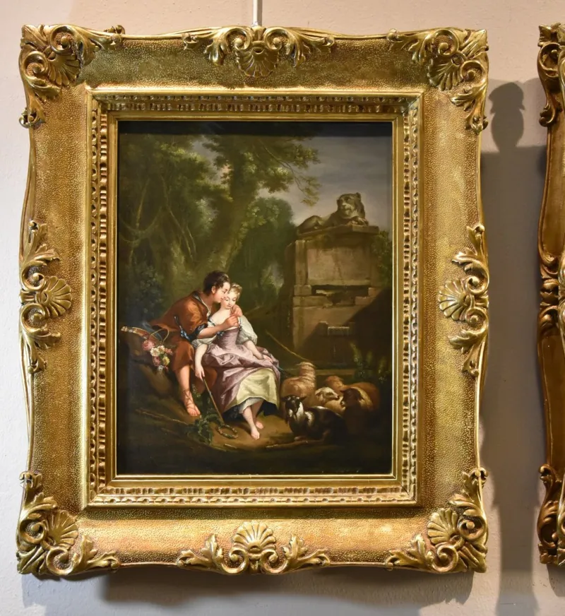 Discount Pamono Circle of Francois Bouche, Gallant Scenes, 1750, Oil on Canvases, Framed, Set of 2