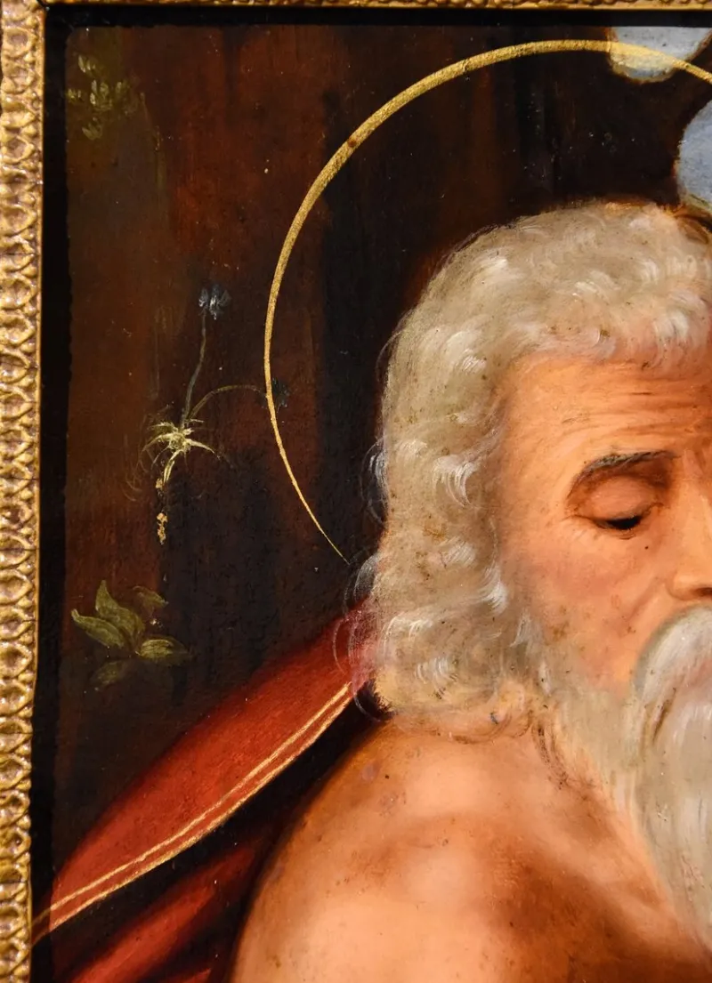 Pamono Circle of Giuseppe Mazzuoli Detto Il Bastarolo, Saint Jerome Mazzuoli, 16th Century, Oil on Copper> Old Masters