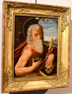 Pamono Circle of Giuseppe Mazzuoli Detto Il Bastarolo, Saint Jerome Mazzuoli, 16th Century, Oil on Copper><noscript><img width=