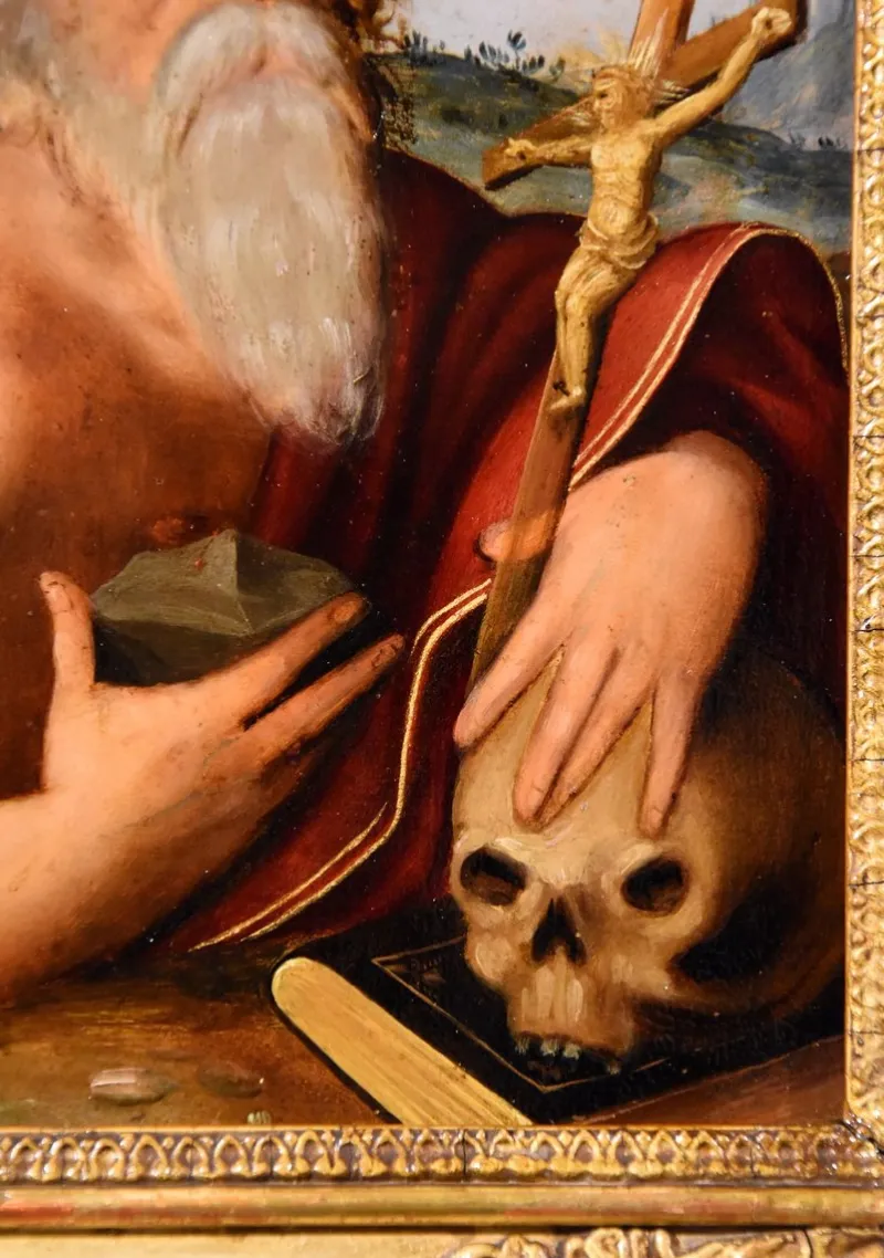 Pamono Circle of Giuseppe Mazzuoli Detto Il Bastarolo, Saint Jerome Mazzuoli, 16th Century, Oil on Copper> Old Masters
