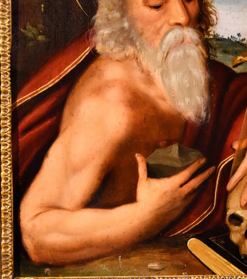 Pamono Circle of Giuseppe Mazzuoli Detto Il Bastarolo, Saint Jerome Mazzuoli, 16th Century, Oil on Copper> Old Masters