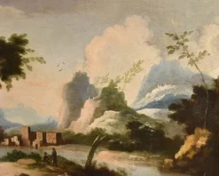 Pamono Circle of Marco Ricci, Landscapes, 1700, Oil on Canvases, Framed, Set of 2><noscript><img width=