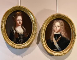 Best Pamono Circle of Pierre Gobert, Portraits Philip V King of Spain & Luisa Savoy Gobert, 1720, Oil on Canvases, Framed, Set of 2