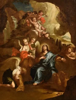 Clearance Pamono Circle of Pietro da Cortona / Berrettini, Christ in the Desert, 1650, Oil on Canvas