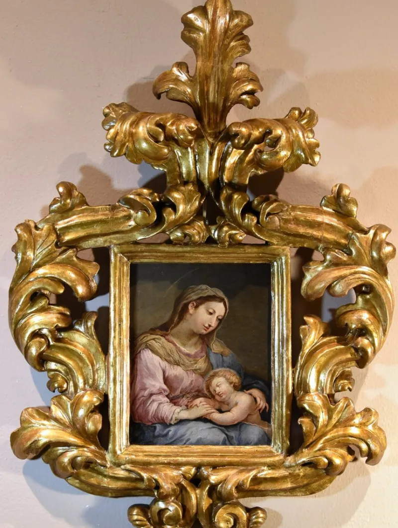 Pamono Circle of Sebastiano Conca, Madonna and Child, Oil on Copper, 1740, Framed> Old Masters|Classical