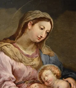 Pamono Circle of Sebastiano Conca, Madonna and Child, Oil on Copper, 1740, Framed><noscript><img width=