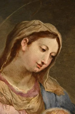 Pamono Circle of Sebastiano Conca, Madonna and Child, Oil on Copper, 1740, Framed><noscript><img width=