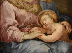 Pamono Circle of Sebastiano Conca, Madonna and Child, Oil on Copper, 1740, Framed><noscript><img width=