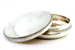 Sale Pamono Circular Silver Box with Pearl Trim