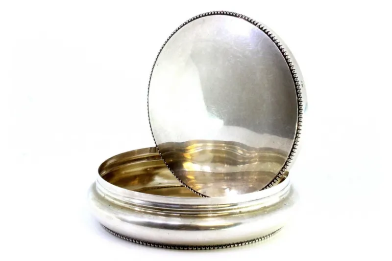 Sale Pamono Circular Silver Box with Pearl Trim