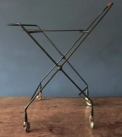 Discount Pamono Circular Teak and Metal Folding Serving Trolley from Ary Fanerprodukter, Sweden, 1960s