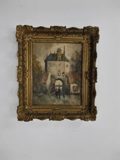 Hot Pamono City Gate of Harderwijk, Netherlands, 19th Century, Oil Painting