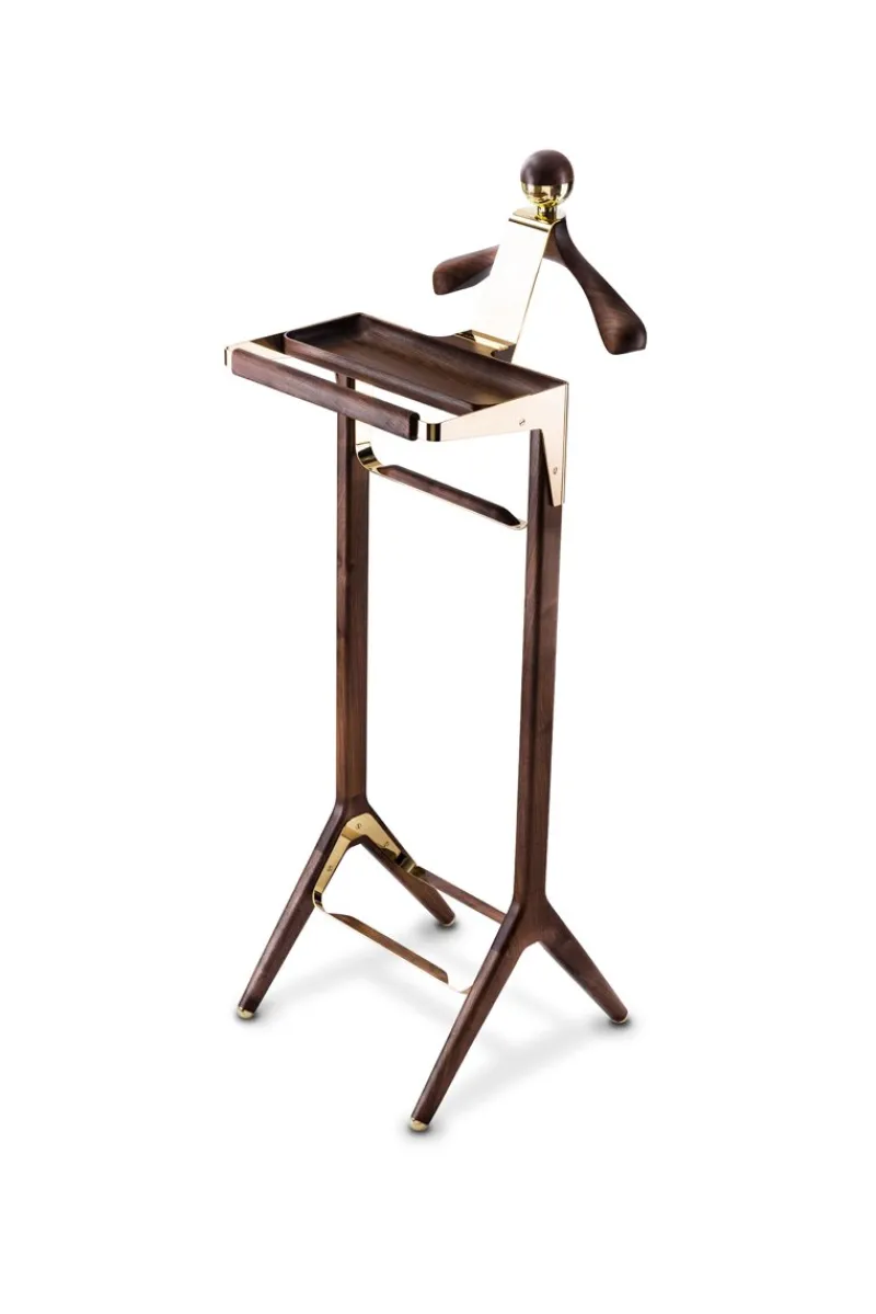 Discount Pamono Classical Valet Stand in Brass & Black Walnut by Honorific