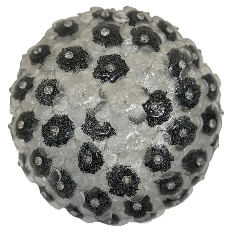 Pamono Clear and Black Flowers Flush Mount in Murano Glass by Simoeng> Wall Lights & Sconces