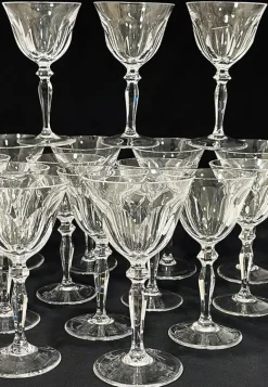 Pamono Clear Crystal Cut Wine Glasses from Peill & Putzler, Germany, 1970s><noscript><img width=