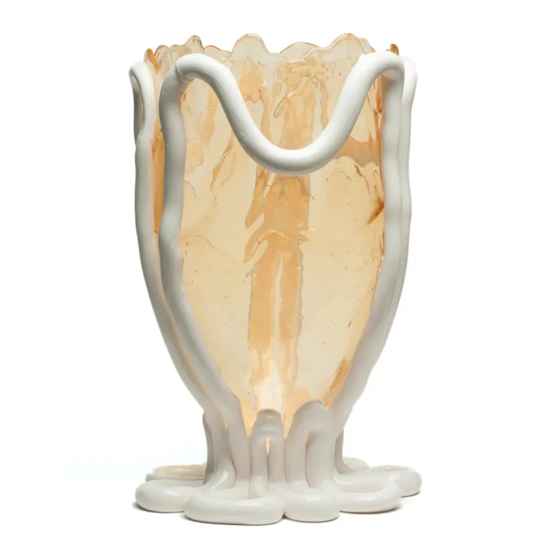 Best Pamono Clear, Matt White Indian Summer Vase by Gaetano Pesce for Fish Design